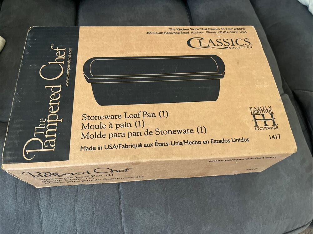 The Pampered Chef Stoneware Mini Loaf Pan Classics Collection 1417 never used